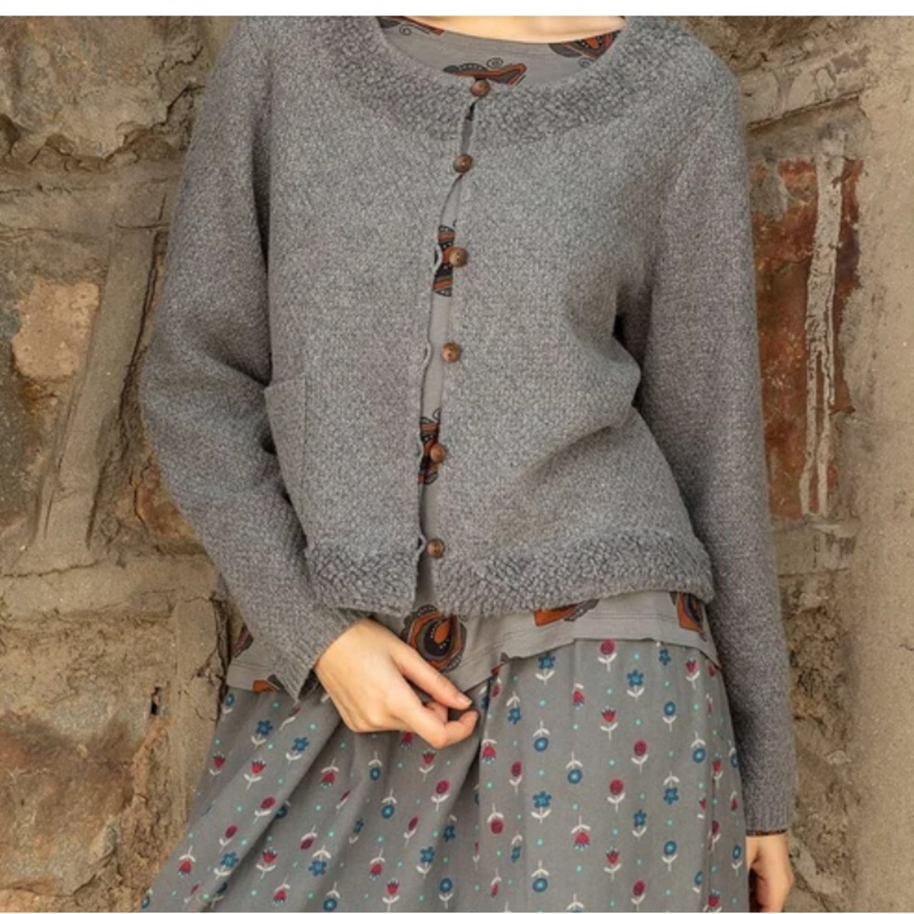NEW Gudrun Sjoden Mossfire Wool Blend Cardigan Sweater In Graphite, Size XXL
